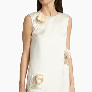 Self-Portrait Floral Appliqué Satin Minidress